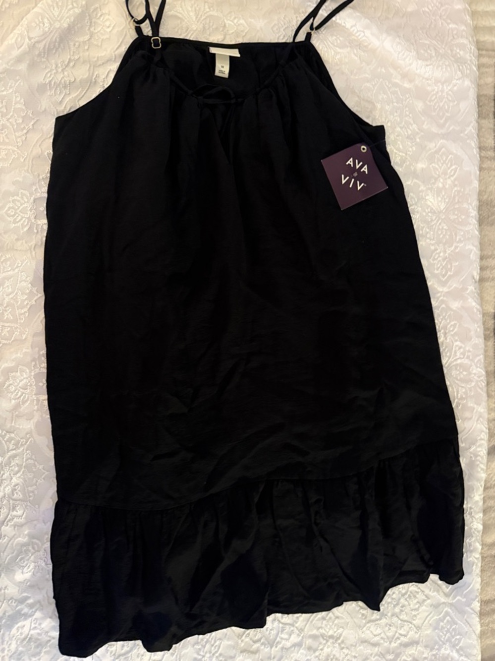 Ava & Viv Black Ruffle-Hem Spaghetti Strap Dress size 1X
